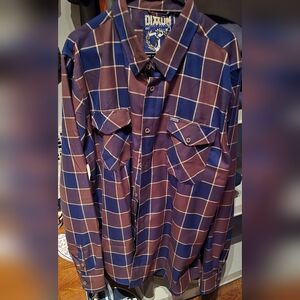 DIXXON The Apprentice Men's Casual Blue and Brown Plaid Flannel Shirt